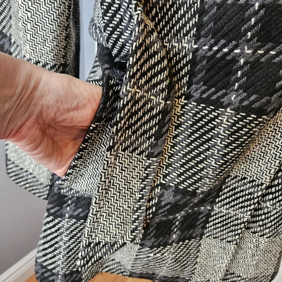Ricki's Wool Blend Pea Coat Black Gray Plaid Checkered Women's Size M - Picture 8 of 14
